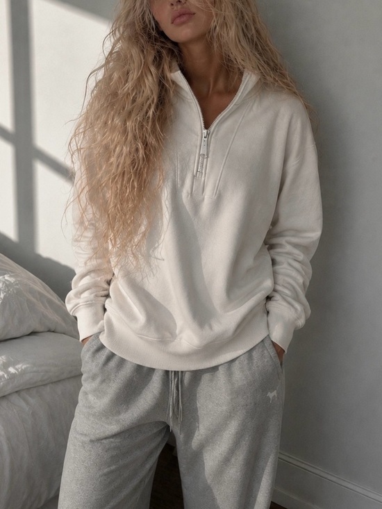 Dolls Kill Sweaters - Half-Zip Soft Essential Pullover Sweater- Cream